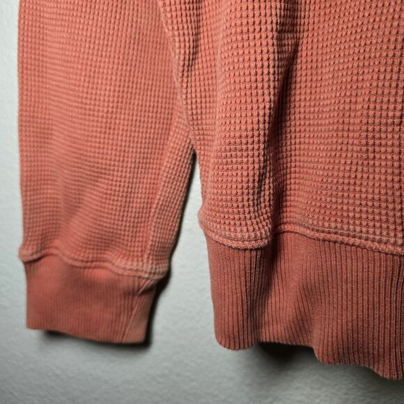 Madewell Women’s XS Orange Waffle Knit V-Neck Long Sleeve Thermal Top Cotton - Picture 8 of 10